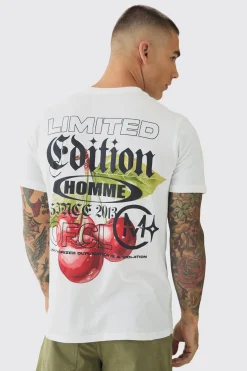Slim Limited Cherry Print T-Shirt | BoohooMAN UK