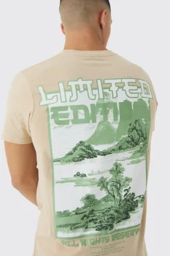 Slim Limited Edition Landscape Back Print T-Shirt | BoohooMAN UK