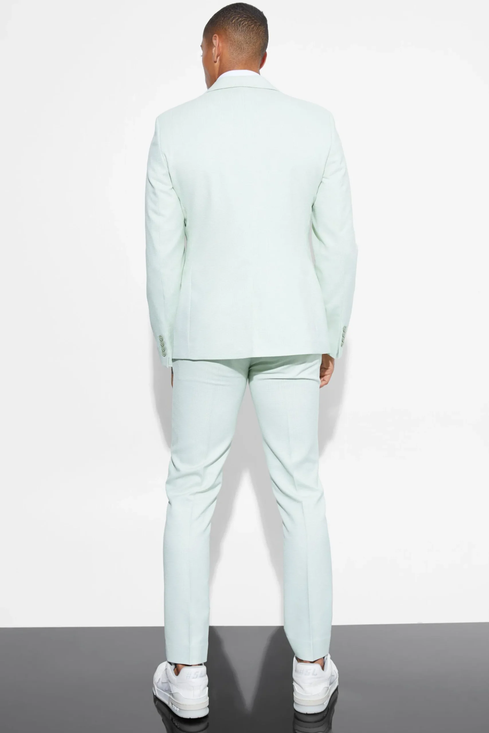 Slim Micro Check Suit | BoohooMAN UK