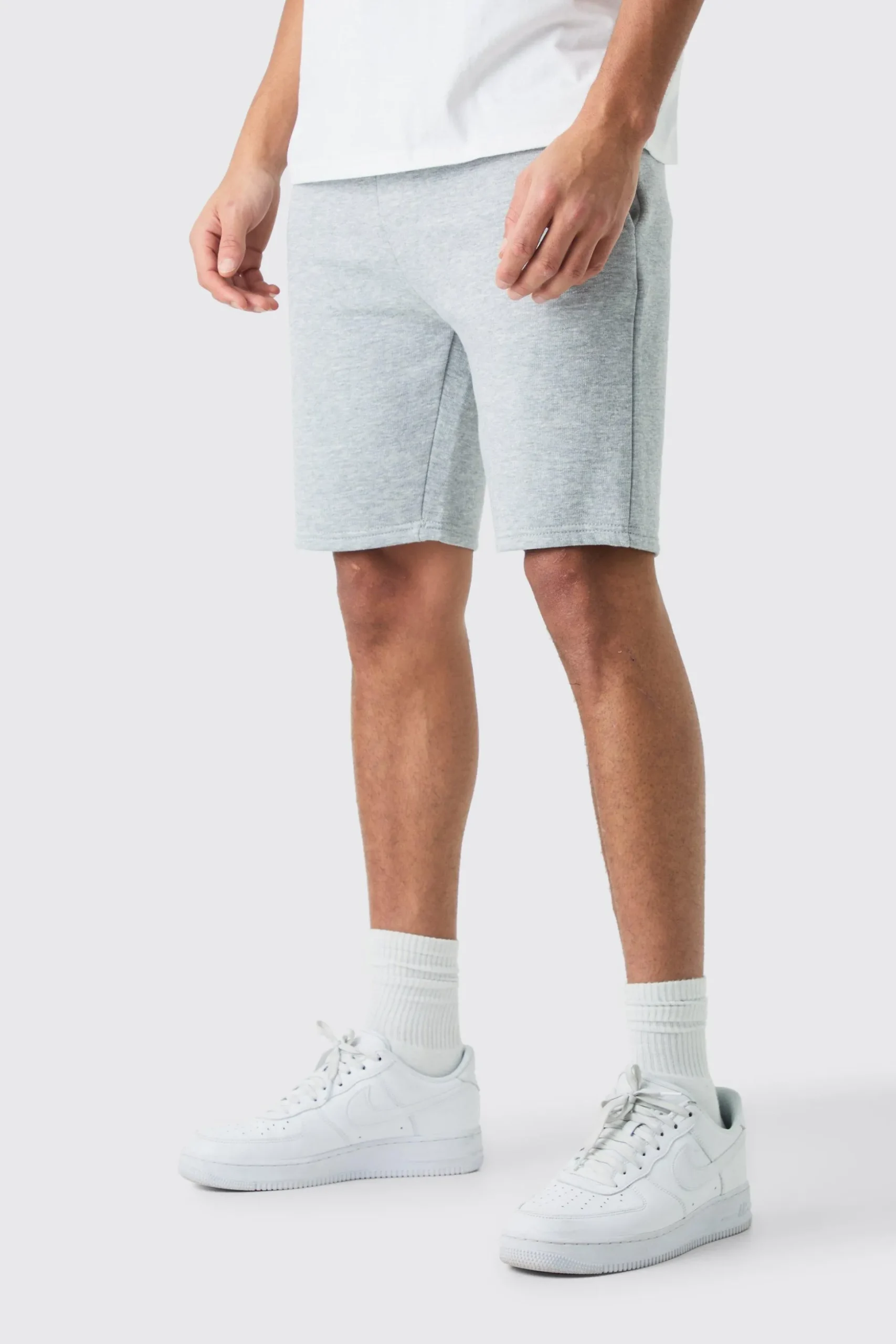 Slim Mid Length Jersey Short | BoohooMAN UK