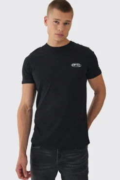 Slim OFCL Chest Embroidery T-Shirt | BoohooMAN UK