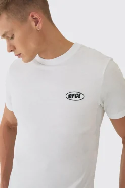 Slim OFCL Chest Embroidery T-Shirt | BoohooMAN UK