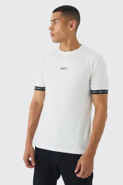 Slim OFCL Tape T-shirt | BoohooMAN UK
