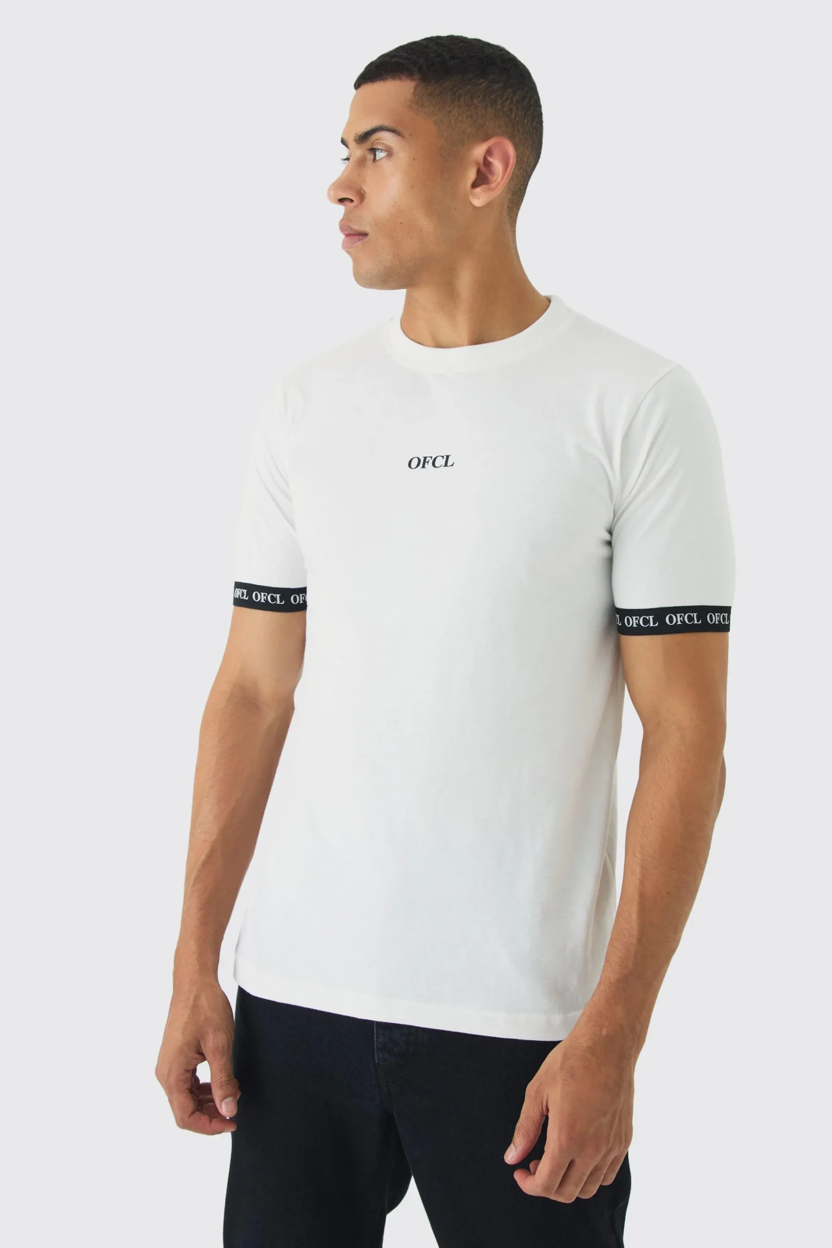 Slim OFCL Tape T-shirt | BoohooMAN UK