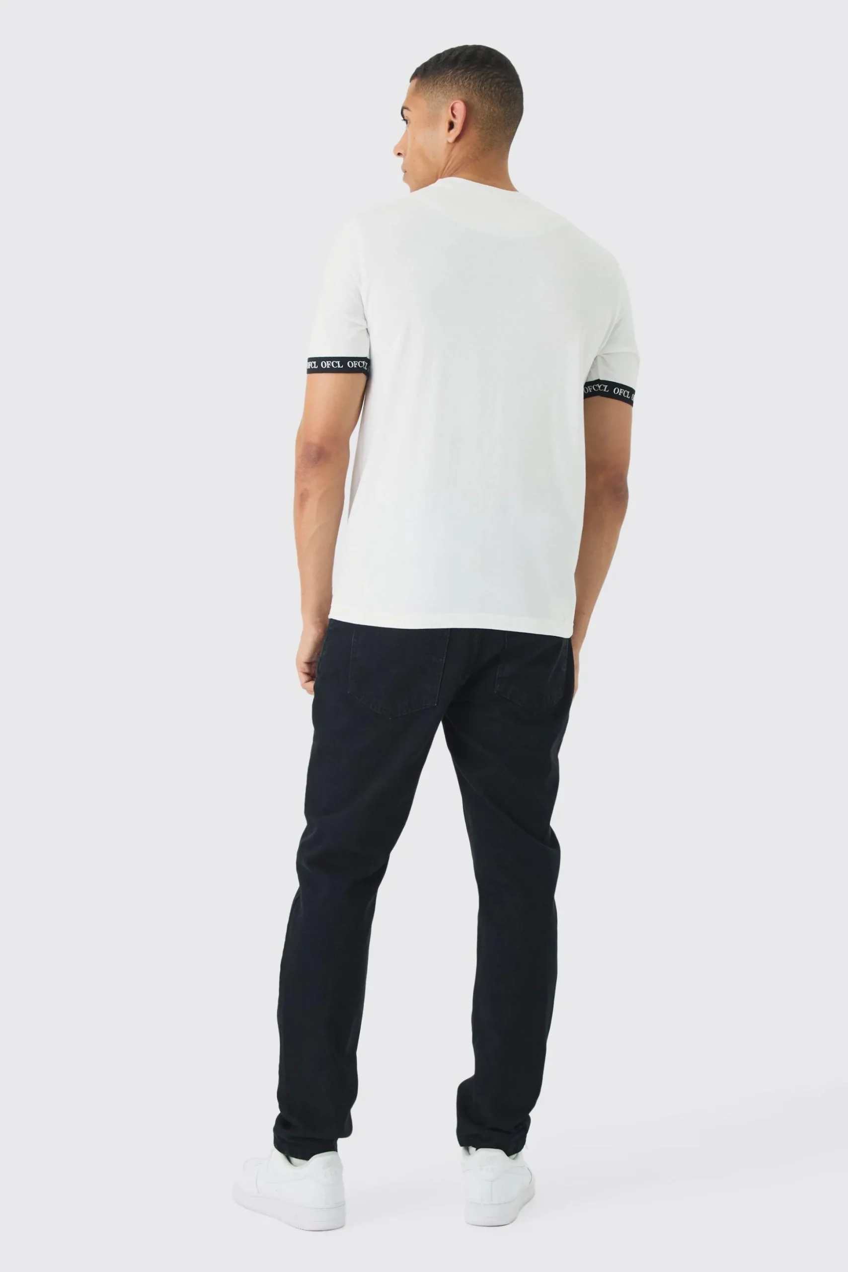 Slim OFCL Tape T-shirt | BoohooMAN UK