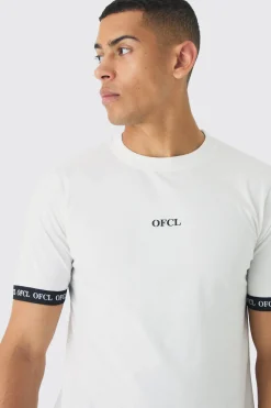 Slim OFCL Tape T-shirt | BoohooMAN UK