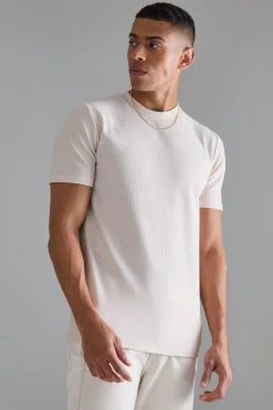 Slim Ottoman Rib T-Shirt | BoohooMAN UK