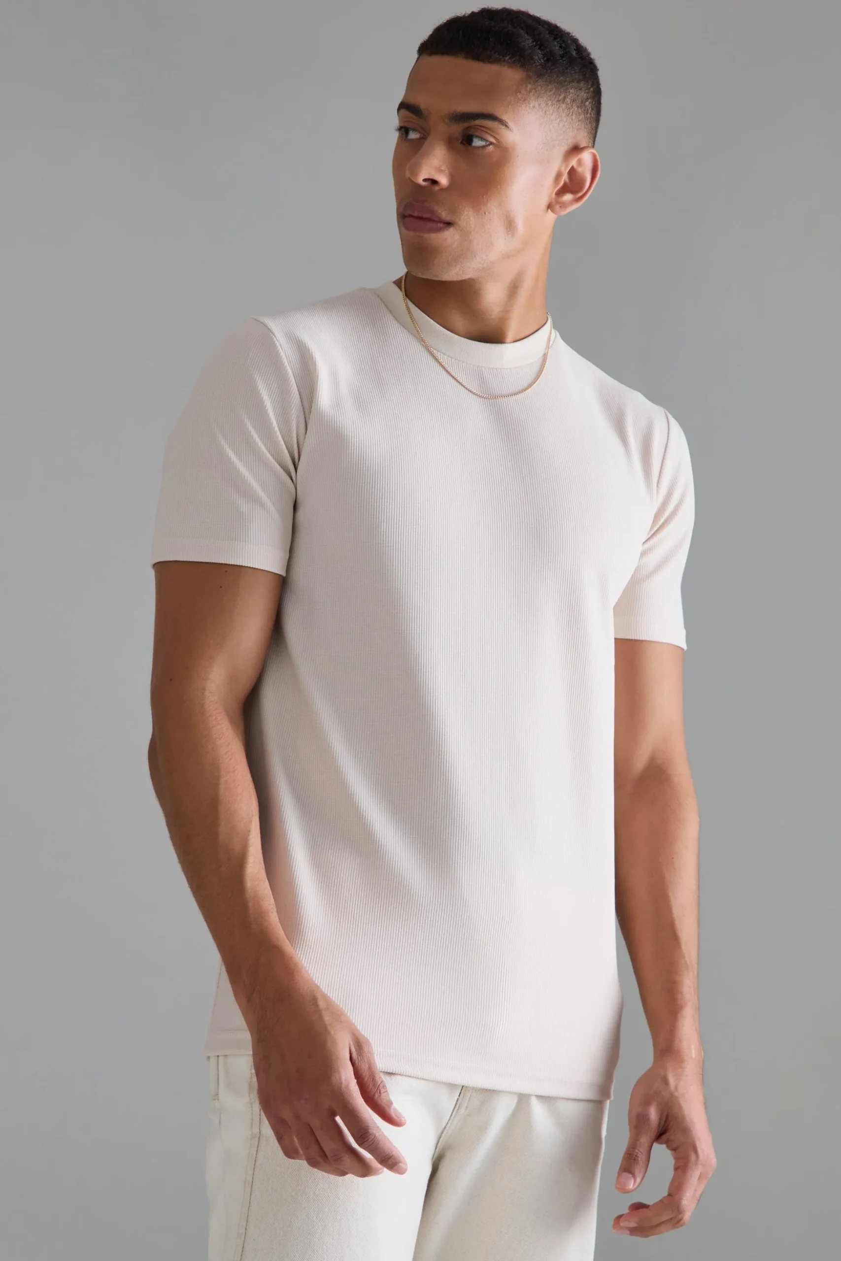 Slim Ottoman Rib T-Shirt | BoohooMAN UK