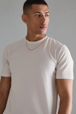 Slim Ottoman Rib T-Shirt | BoohooMAN UK