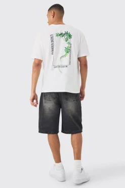 Slim Plant Print T-shirt | BoohooMAN UK