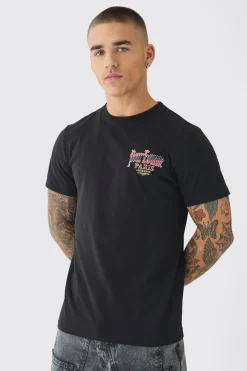 Slim Pour Homme Paris Print T-Shirt | BoohooMAN UK