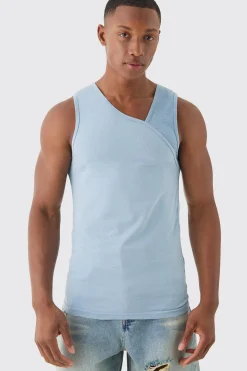 Slim Rib Contrast Panel Vest | BoohooMAN UK
