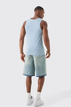 Slim Rib Contrast Panel Vest | BoohooMAN UK