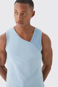 Slim Rib Contrast Panel Vest | BoohooMAN UK