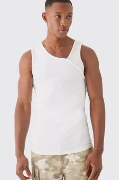 Slim Rib Contrast Panel Vest | BoohooMAN UK