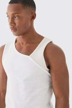 Slim Rib Contrast Panel Vest | BoohooMAN UK