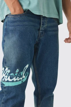 Slim Rigid Applique Jeans | BoohooMAN UK