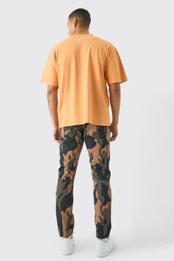 Slim Rigid Camo Zip Hem Jeans | BoohooMAN UK