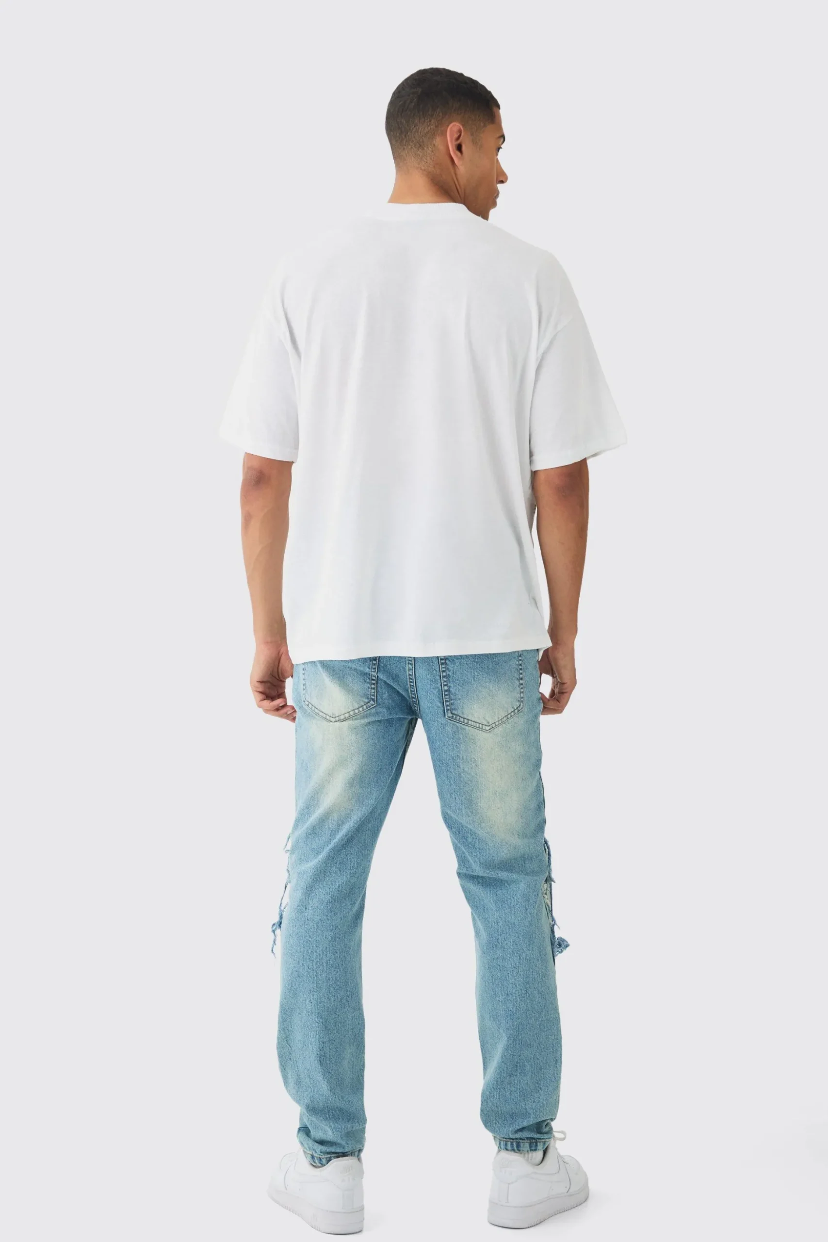 Slim Rigid Distressed Carpenter Denim Jeans | BoohooMAN UK