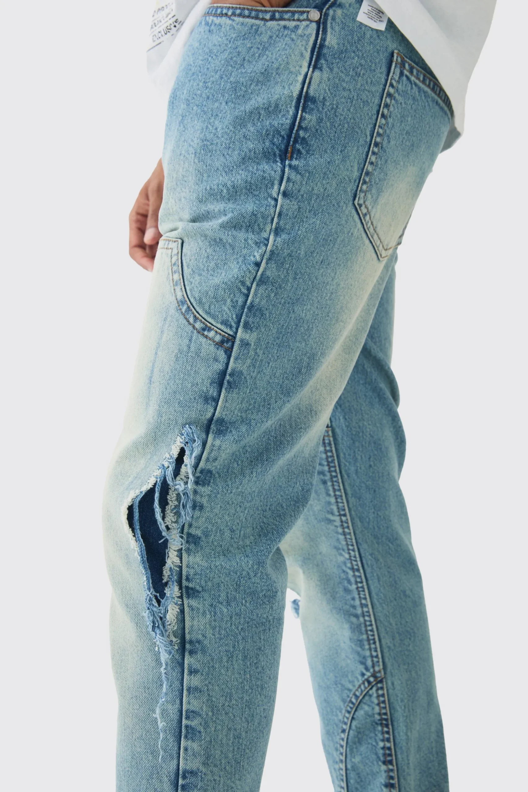Slim Rigid Distressed Carpenter Denim Jeans | BoohooMAN UK