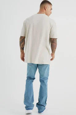 Slim Rigid Flare Applique Panel Jeans | BoohooMAN UK