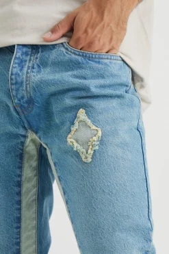 Slim Rigid Flare Applique Panel Jeans | BoohooMAN UK