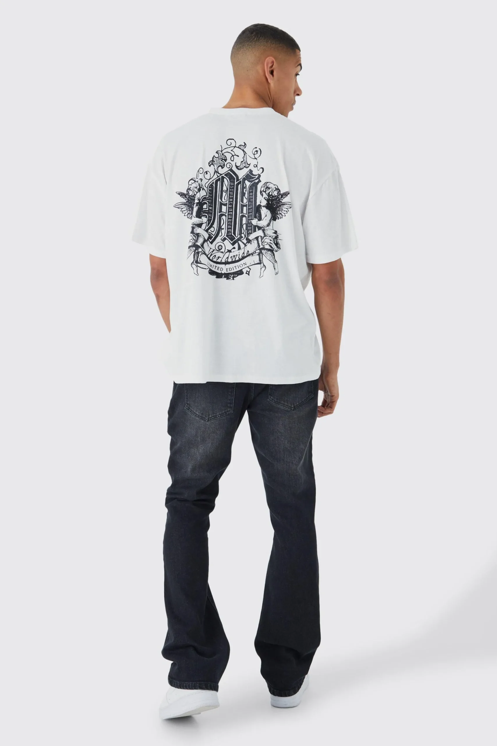 Slim Rigid Flare 3d Pocket Jeans In Charcoal | BoohooMAN UK