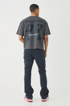 Slim Rigid Flare Distressed Carpenter Jeans | BoohooMAN UK