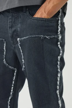 Slim Rigid Flare Distressed Carpenter Jeans | BoohooMAN UK