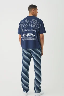 Slim Rigid Flare Distressed Frayed Jeans | BoohooMAN UK