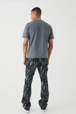 Slim Rigid Flare Distressed Jeans | BoohooMAN UK