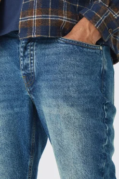 Slim Rigid Flare Jean In Vintage Blue | BoohooMAN UK