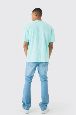 Slim Rigid Flare Jean In Light Blue | BoohooMAN UK