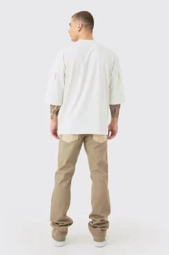 Slim Rigid Flare Overdye Carpenter Jeans | BoohooMAN UK