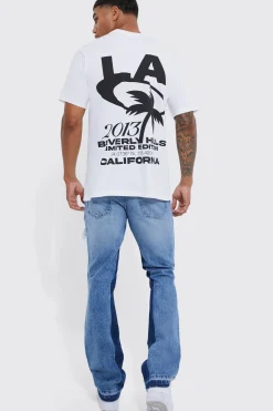 Slim Rigid Flare Panelled Ripped Jeans | BoohooMAN UK
