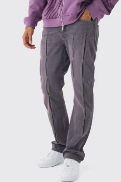 Slim Rigid Flare Pintuck Denim Jeans | BoohooMAN UK