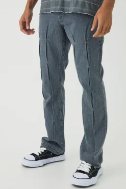 Slim Rigid Flare Pintuck Denim Jeans | BoohooMAN UK