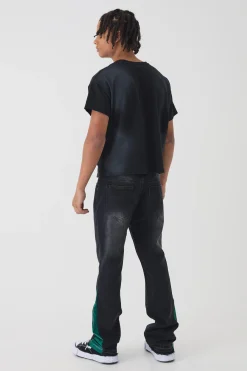 Slim Rigid Flare Pu Gusset Jeans | BoohooMAN UK
