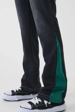 Slim Rigid Flare Pu Gusset Jeans | BoohooMAN UK