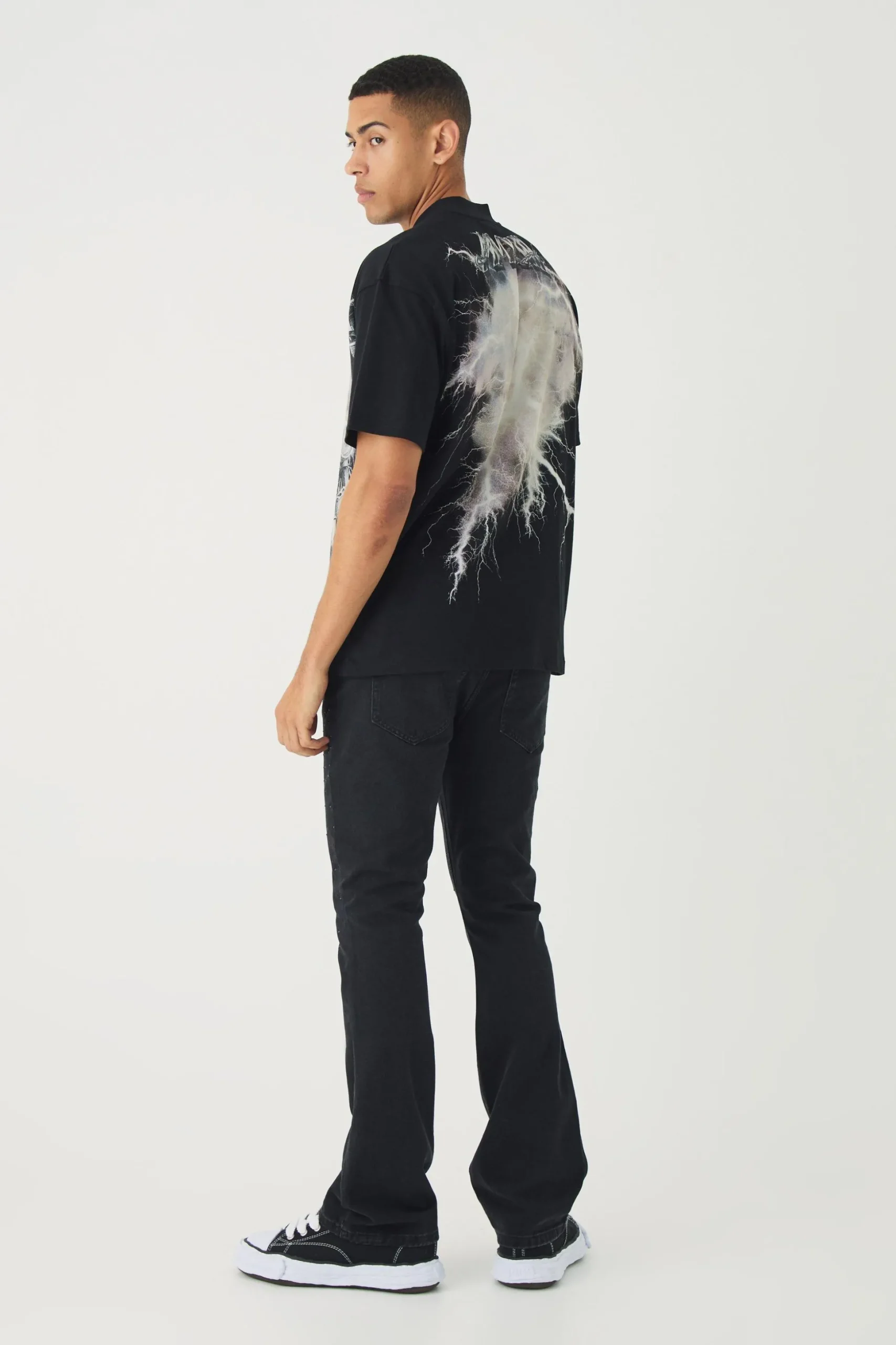 Slim Rigid Flare Rhinestone Jeans | BoohooMAN UK