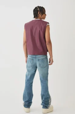 Slim Rigid Flare Studded Jeans | BoohooMAN UK