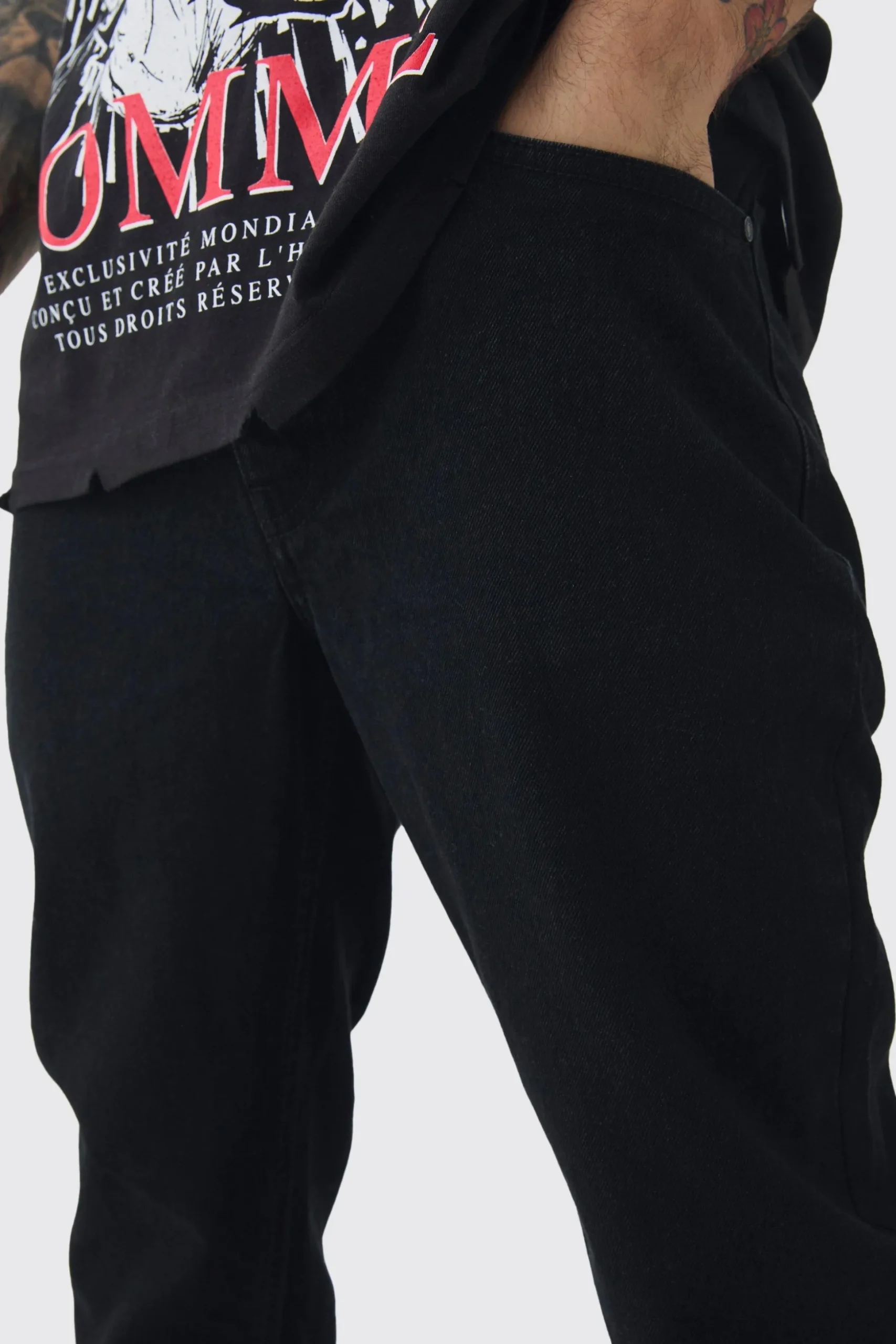 Slim Rigid Jean In True Black | BoohooMAN UK
