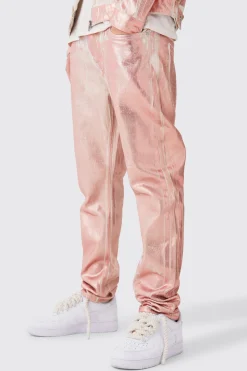 Slim Rigid Metallic Print Denim Jean | BoohooMAN UK
