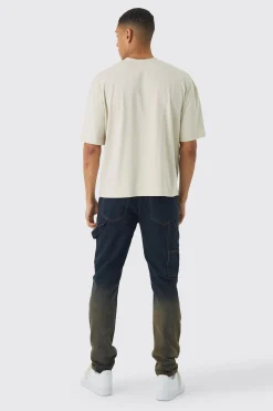 Slim Rigid Pintuck Carpenter Ombre Denim Jeans | BoohooMAN UK