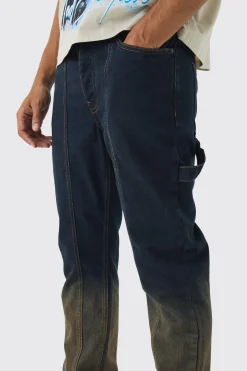 Slim Rigid Pintuck Carpenter Ombre Denim Jeans | BoohooMAN UK