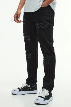 Slim Rigid Ripped Bandana Detail Jeans | BoohooMAN UK