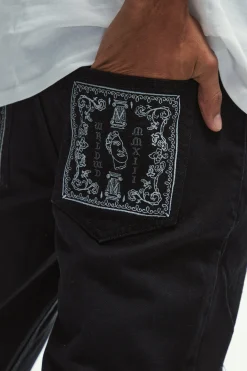 Slim Rigid Ripped Bandana Detail Jeans | BoohooMAN UK