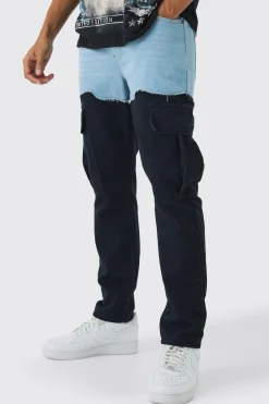 Slim Rigid Spliced Cargo Denim Jeans | BoohooMAN UK