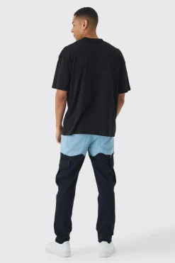 Slim Rigid Spliced Cargo Denim Jeans | BoohooMAN UK