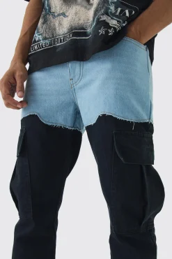 Slim Rigid Spliced Cargo Denim Jeans | BoohooMAN UK